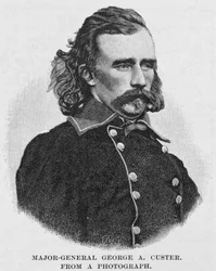Generale maggiore George Armstrong Custer, inciso da una fotografia, illustrazione da 